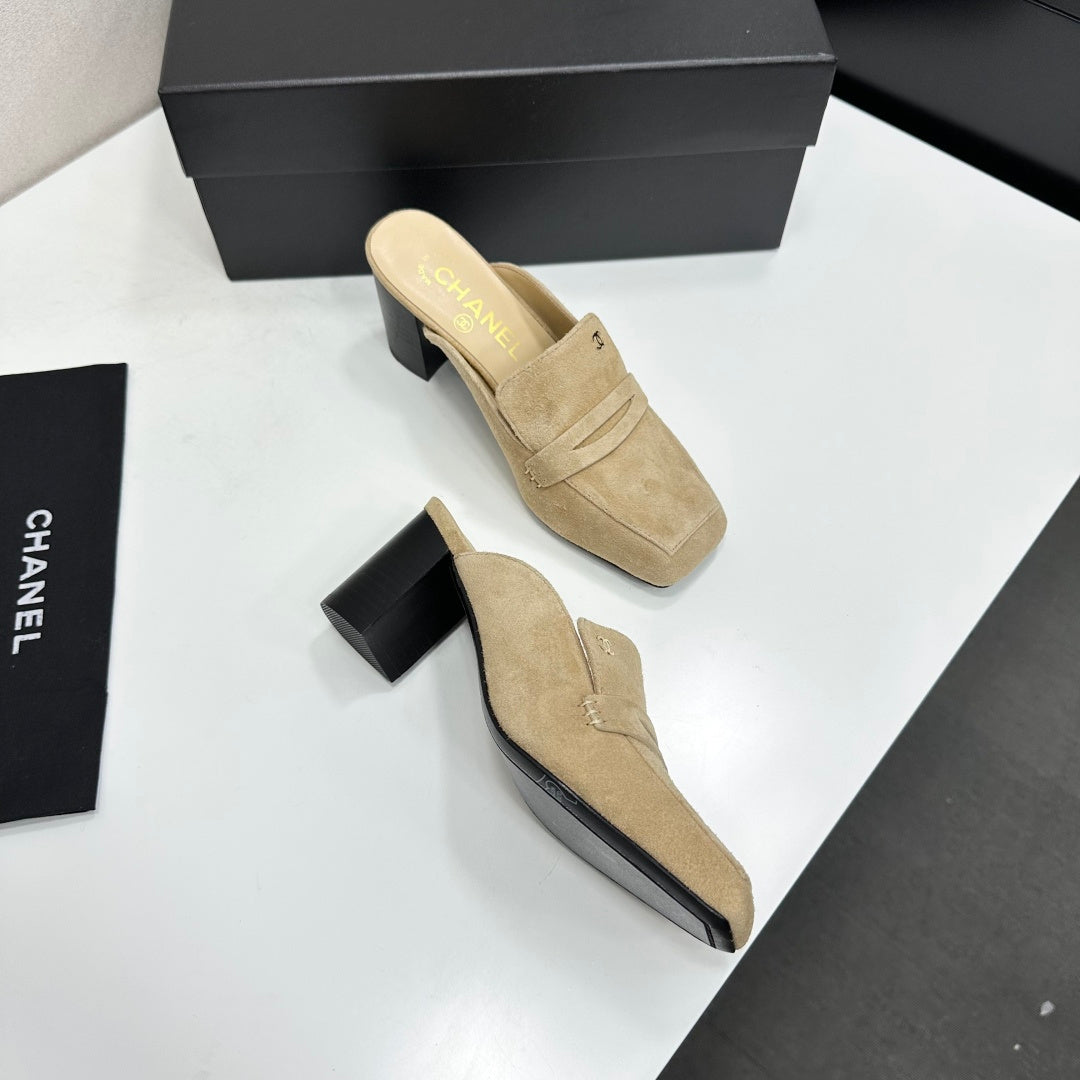 Chanel 2026 Square Toe Chunky Shoes 70mm Suede Leather 944667