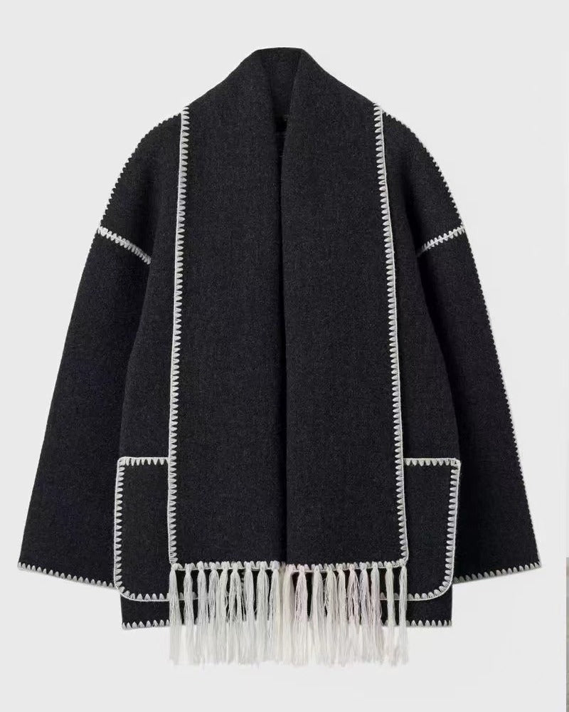 SUMA - Hepburn Style Woolen Cape Coat #VEV43065