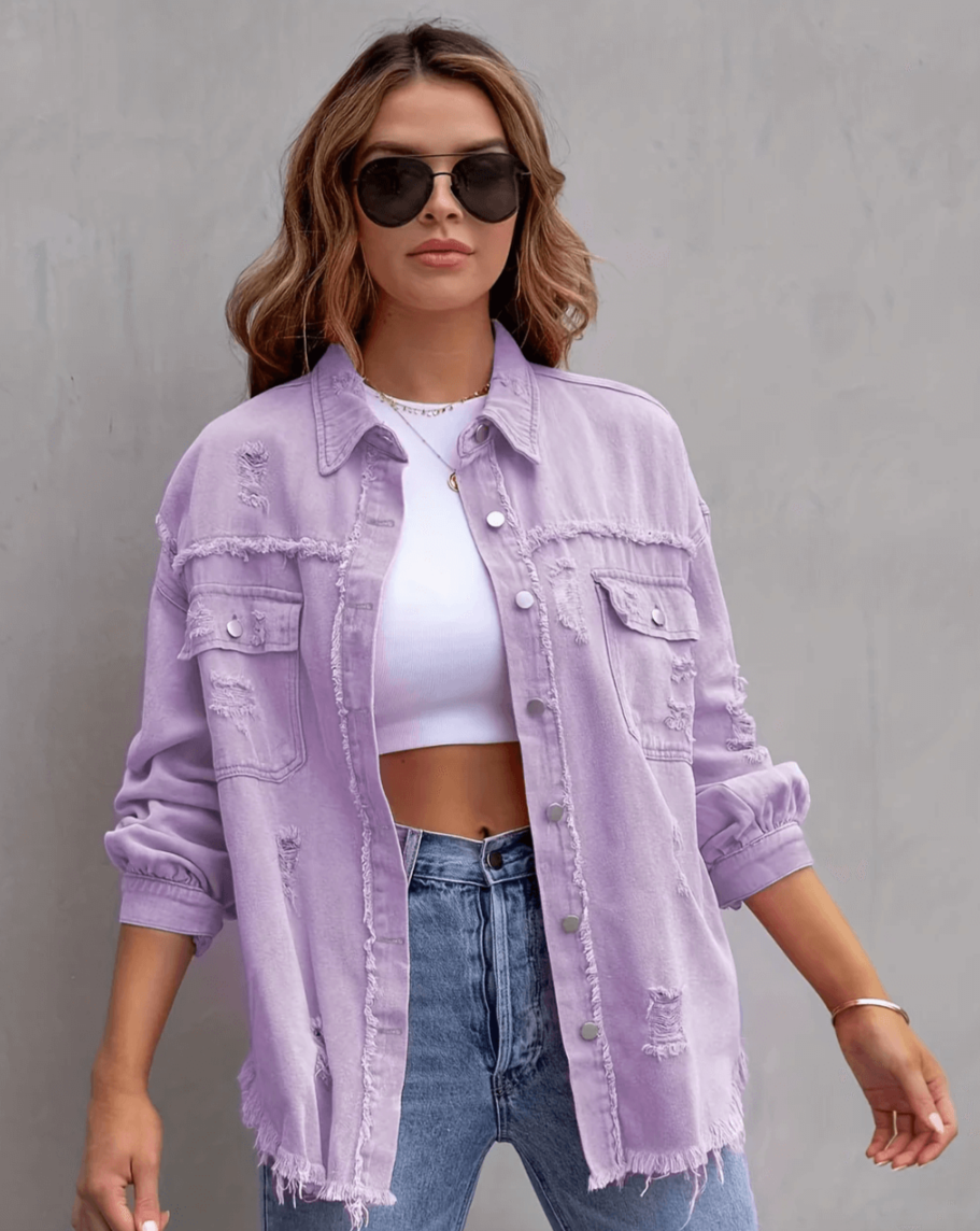 CYA - RIPPED OVERSIZED DENIM JACKET VEV37665