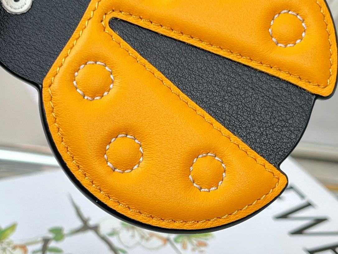 Loewe Yellow Black Beetle Charm Leather