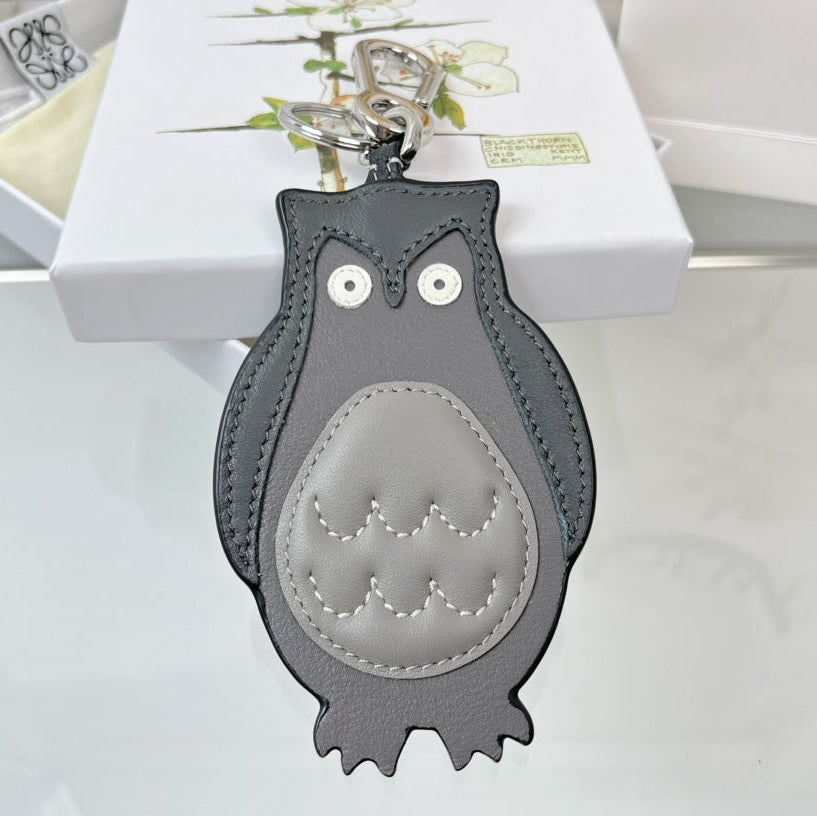 Loewe Grey Owl Charm Leather
