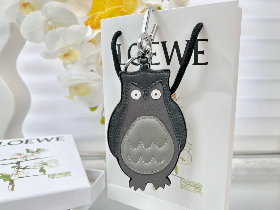 Loewe Grey Owl Charm Leather