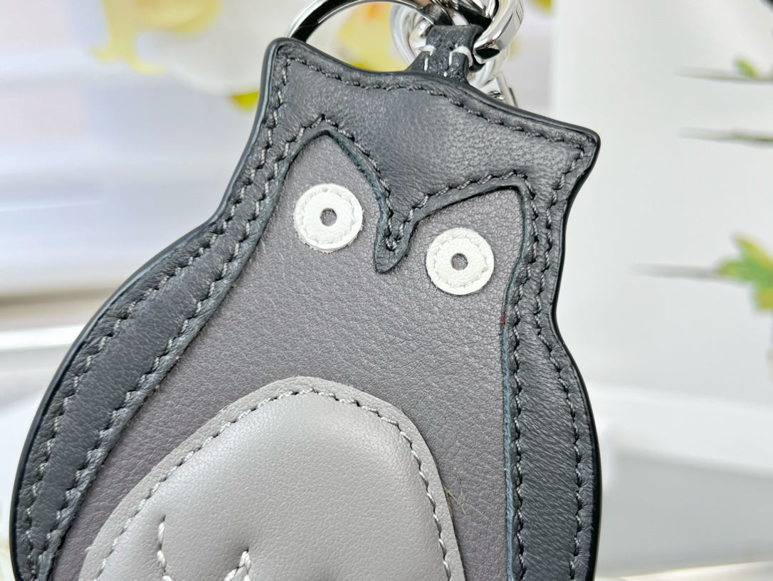 Loewe Grey Owl Charm Leather