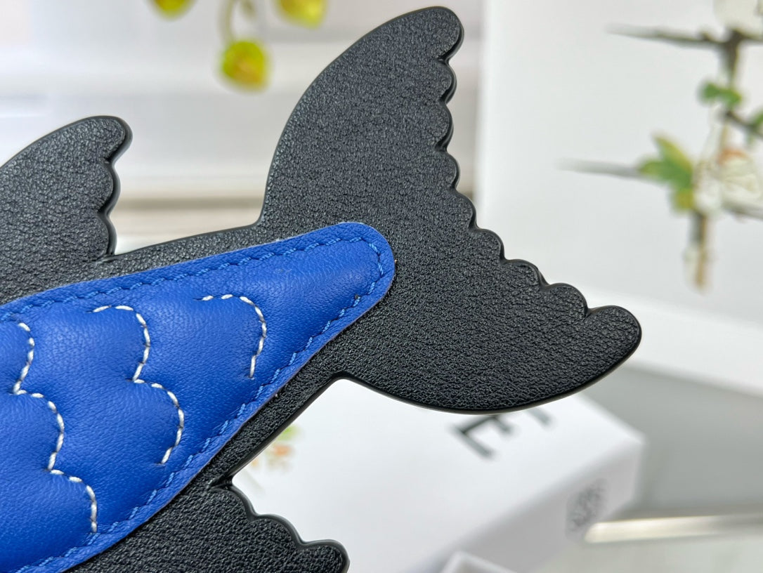 Loewe Black Blue Fish Charm Leather