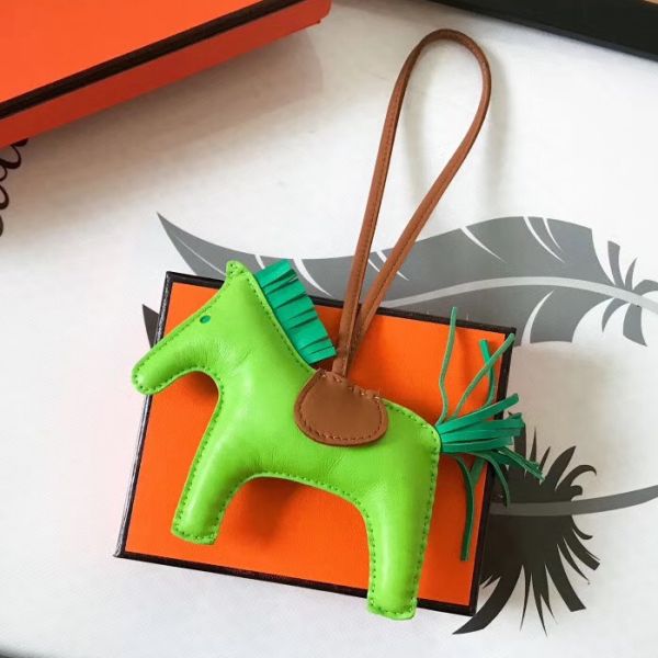 HM Rodeo Horse Bag Charm In Fruit Green Mix Camarel/Green Leather