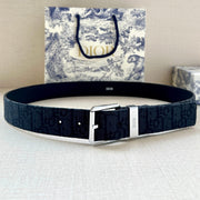 Dior Oblique Belt 35mm Jacquard and Grained Calfskin 208461