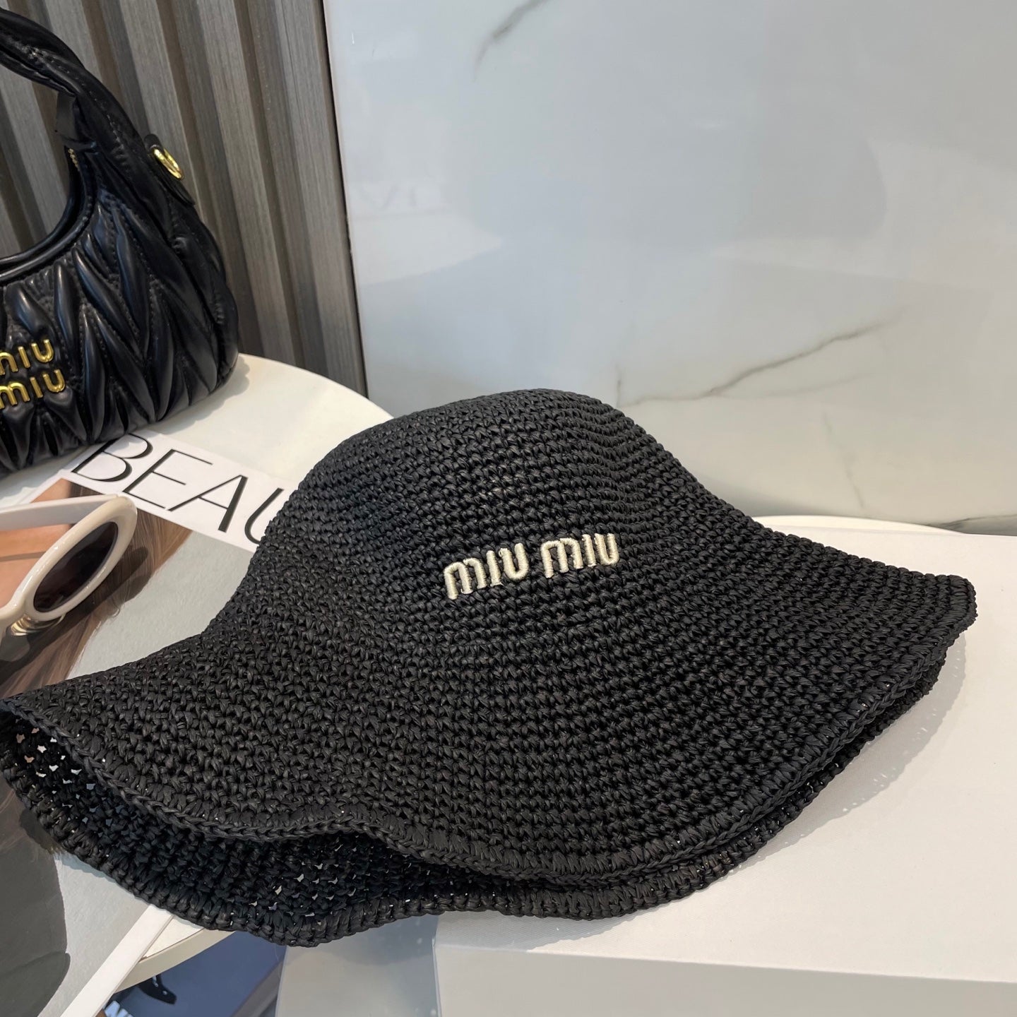 Miumiu Raffia Bucket Hat 268990