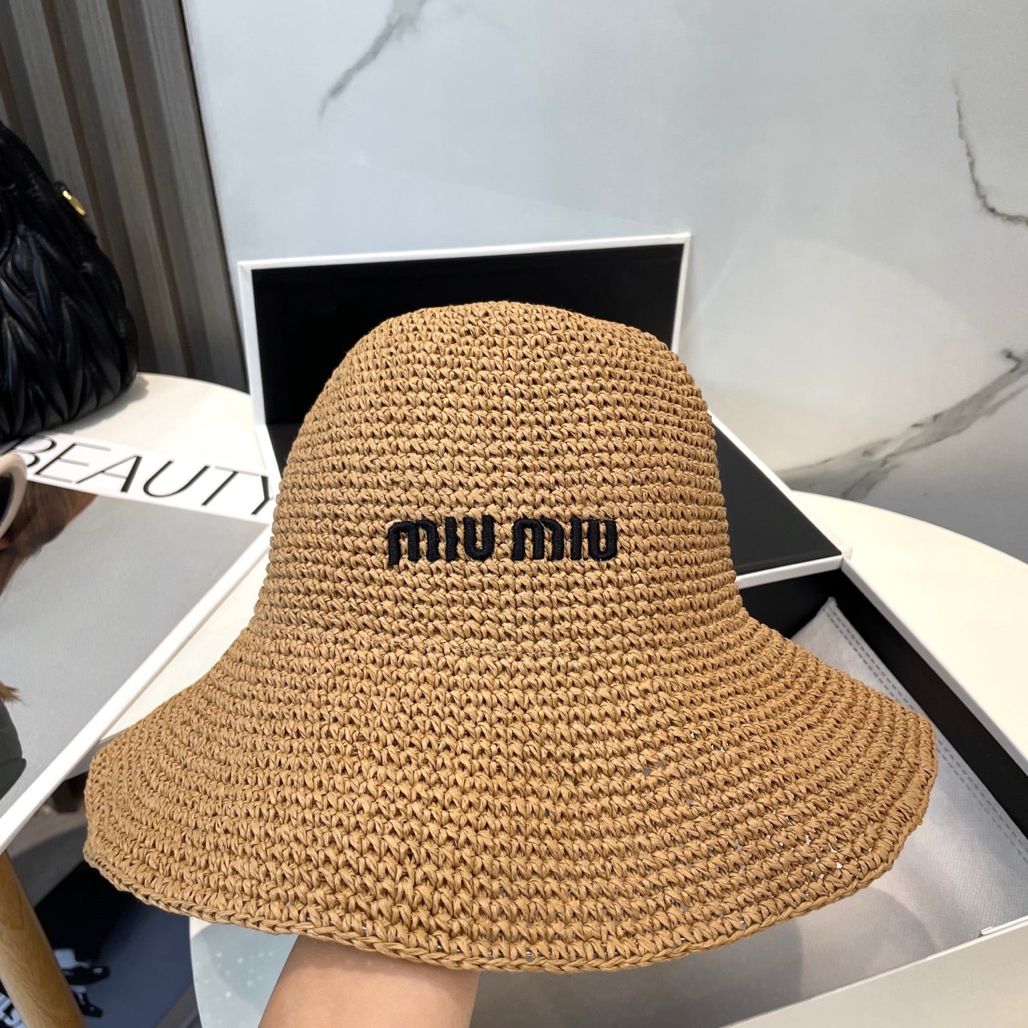 Miumiu Raffia Bucket Hat 268990