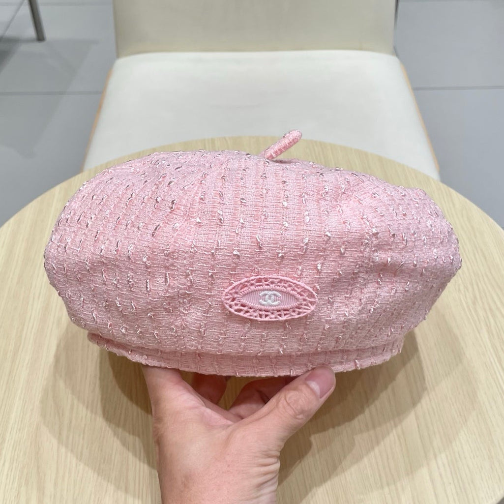 Chanel Embroidered Chanel Logo Beret 412878