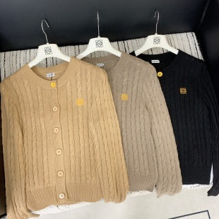 Loewe 2025 Knitted Embroidered Logo Button-Up Cardigan Wool 289130