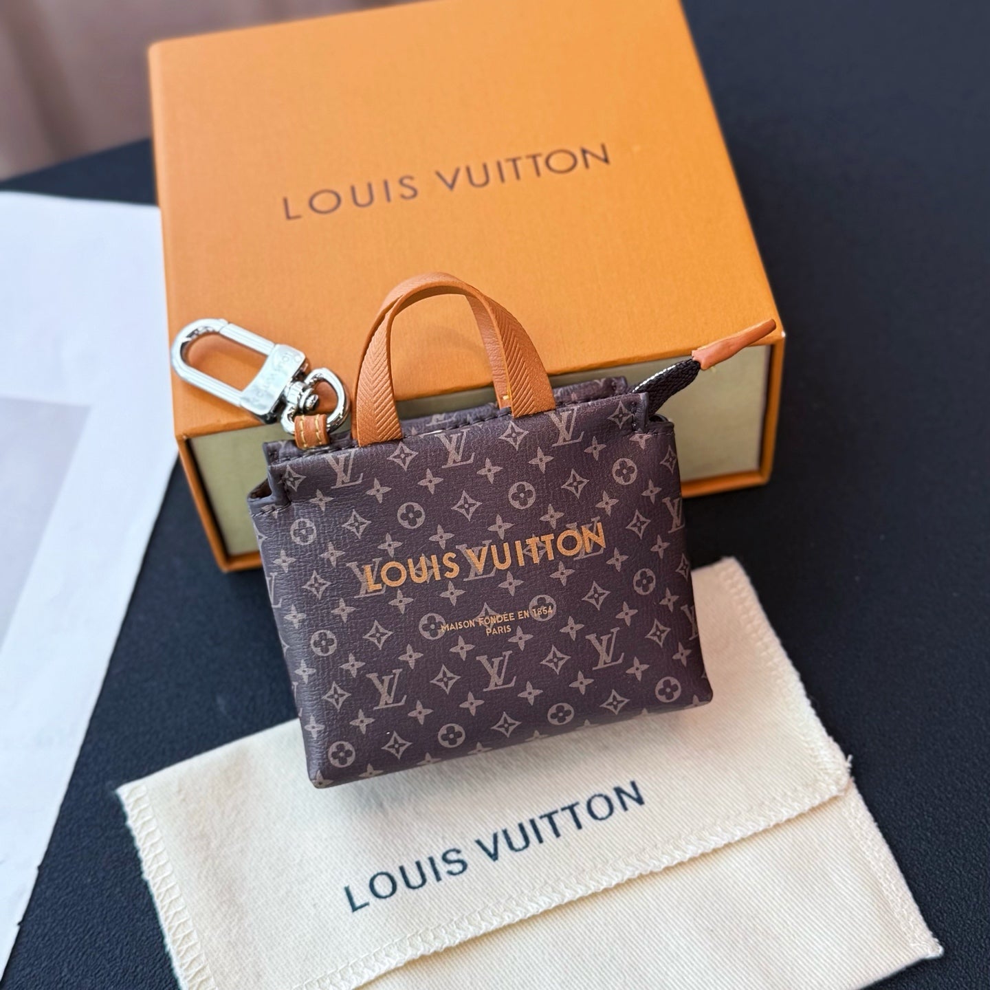 LV Shopping Bag Charm Leather