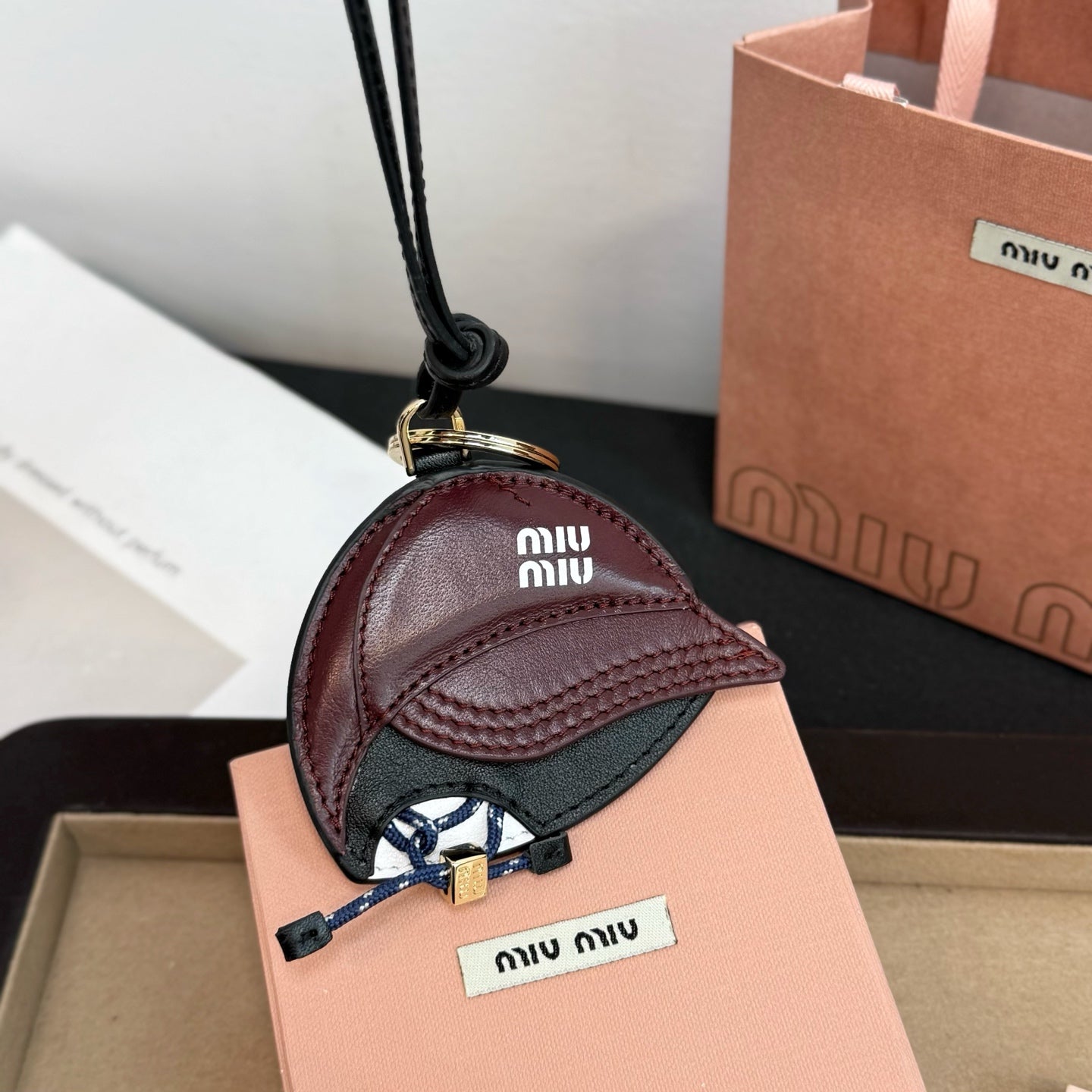 Miu Miu Baseball Cap Charm Leather