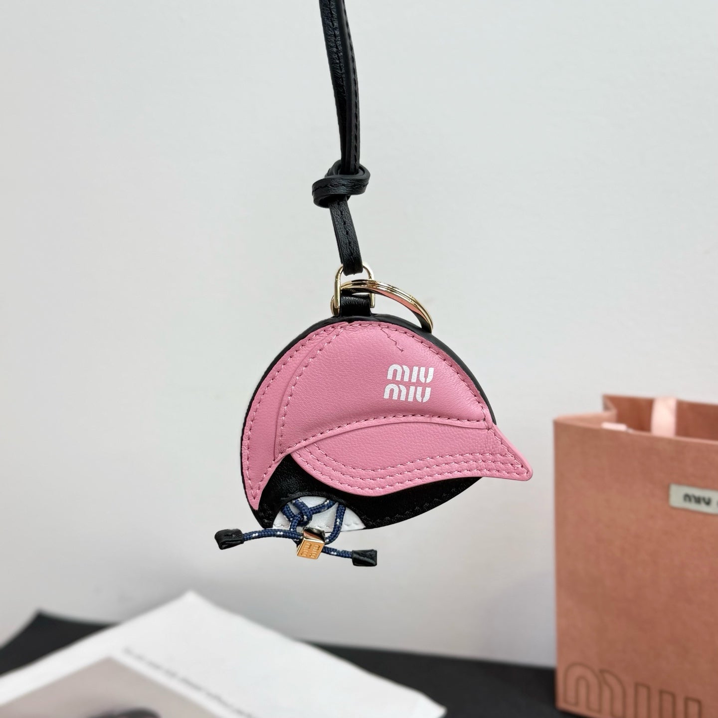 Miu Miu Baseball Cap Charm Leather