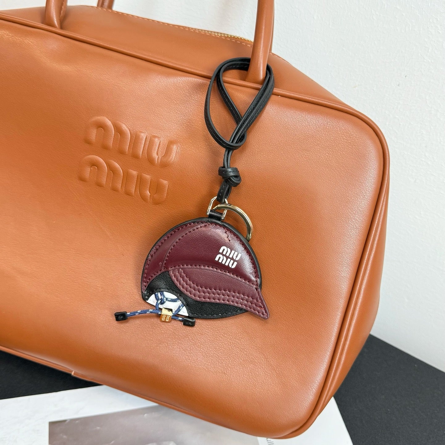 Miu Miu Baseball Cap Charm Leather