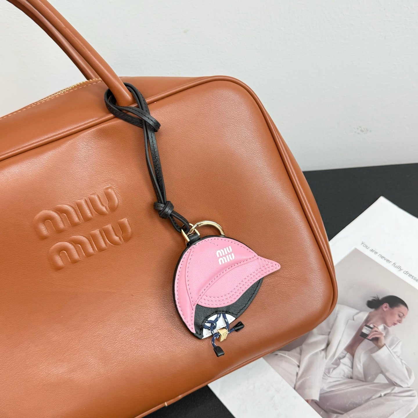 Miu Miu Baseball Cap Charm Leather