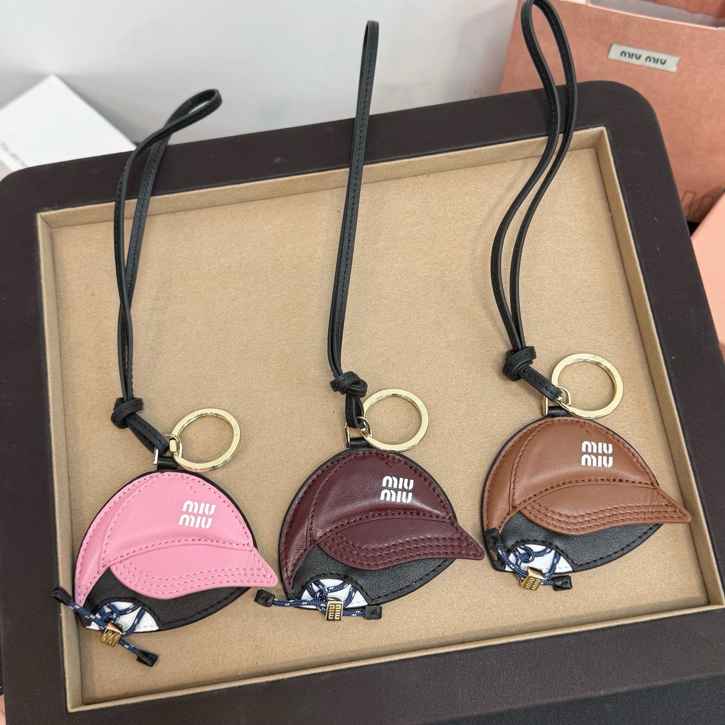 Miu Miu Baseball Cap Charm Leather