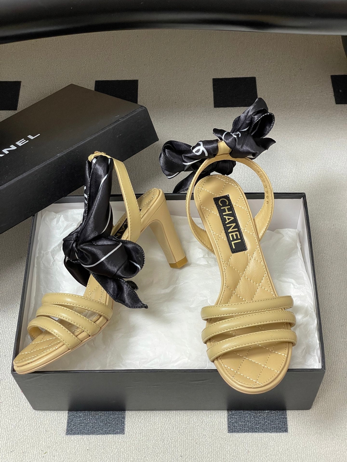 CC 26 Quilted Sandal 70mm With Scarf Sheepskin