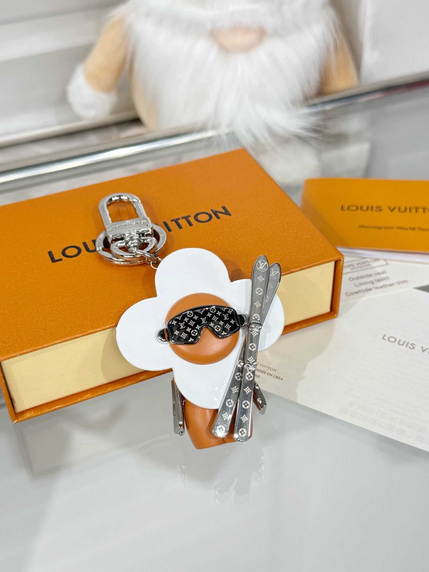 LV Vivienne On The Slopes Charm Camel White Leather