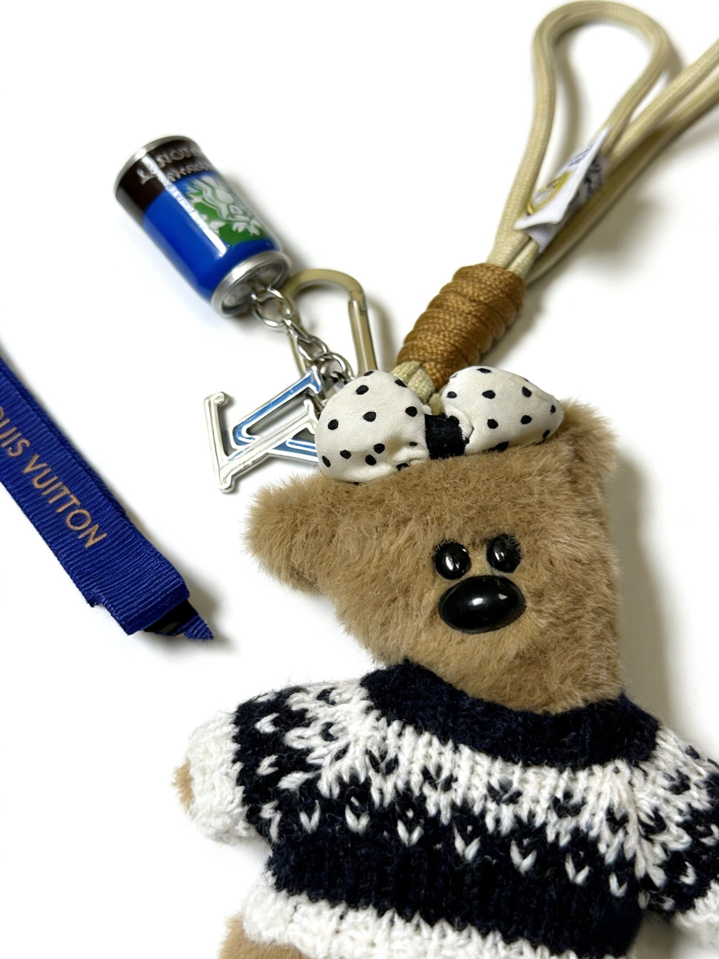 LV Plush Bear Black and Pink Charm