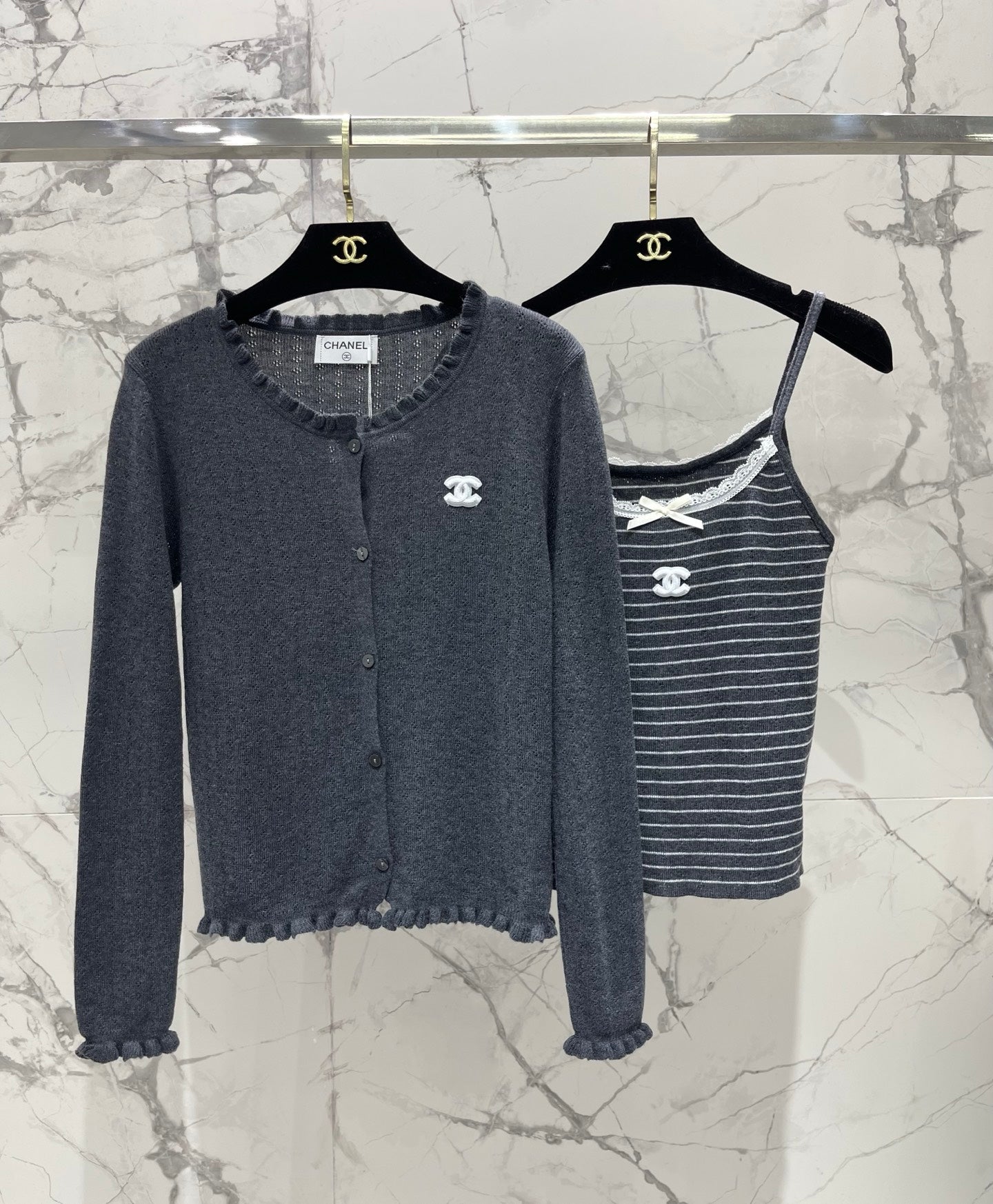 Chanel 2026 Striped Knitwear Two-Piece Set Wool