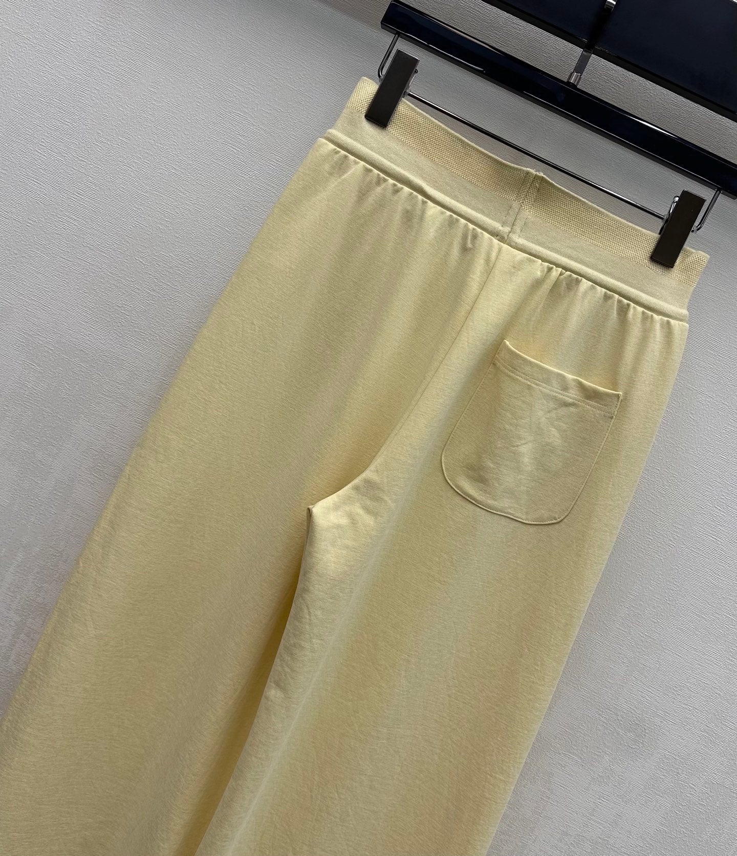 Miumiu 2026 Drawstring Webbing Pant Yellow and White Cotton Polyester