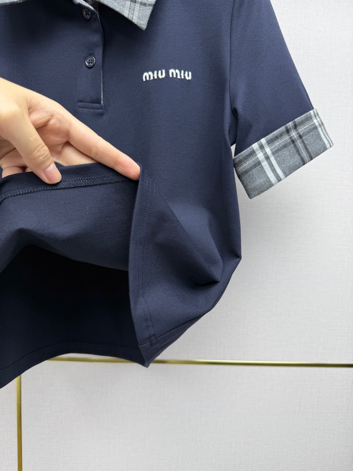 Miumiu 2026 Polo Collar and High-Waisted Pleated Skirt Cotton