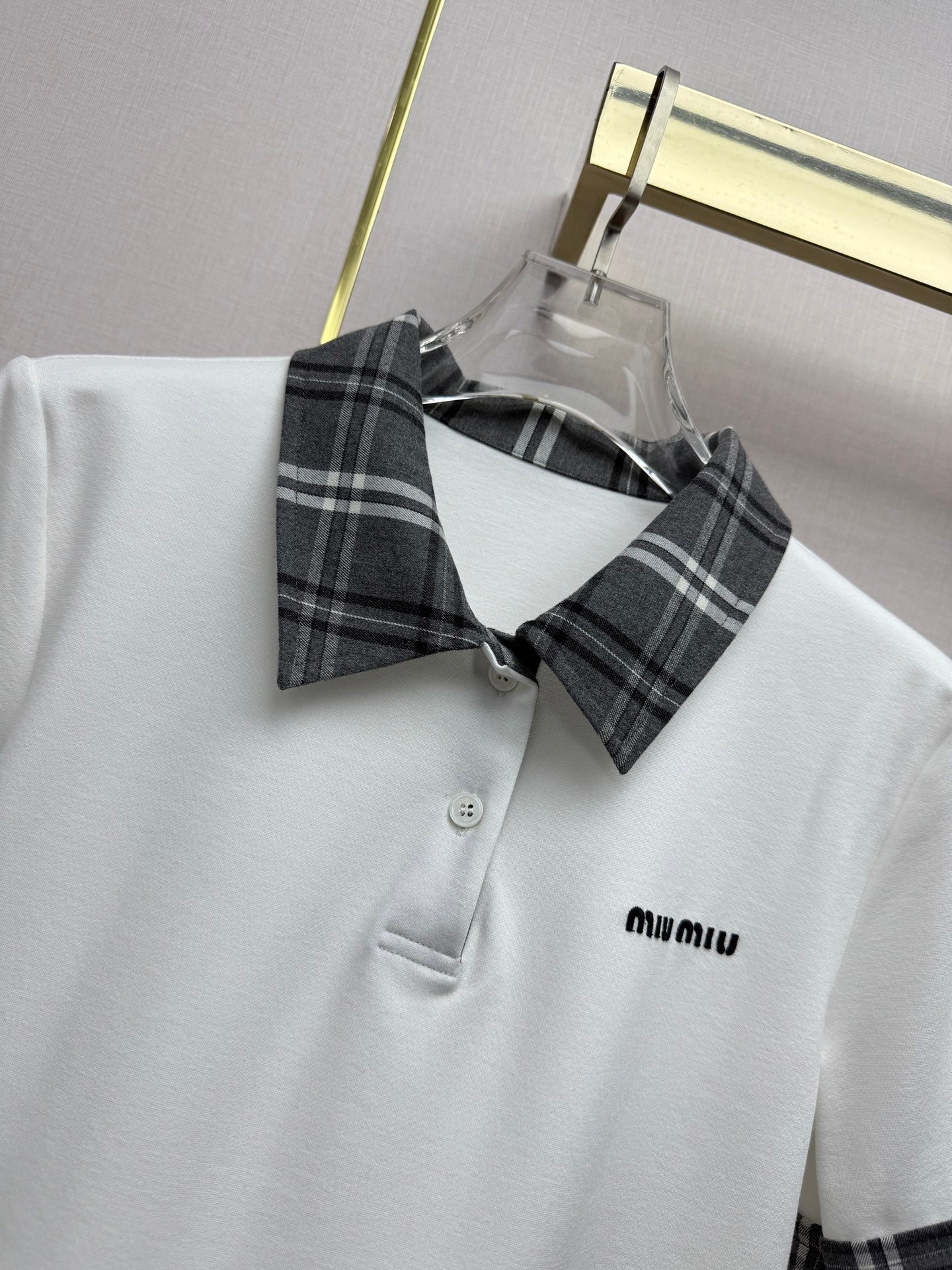 Miumiu 2026 Polo Collar and High-Waisted Pleated Skirt Cotton