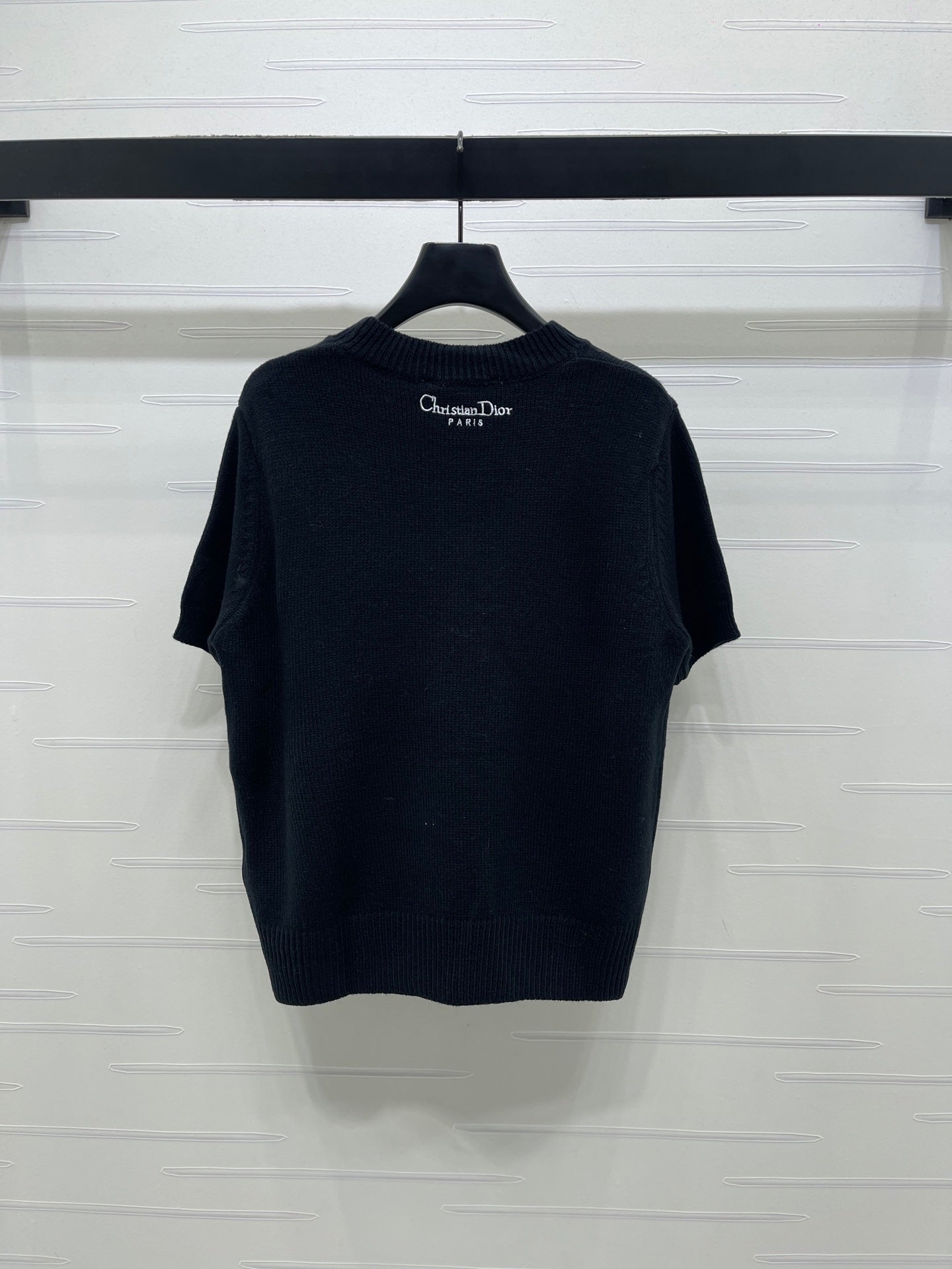 Dior 2026  Embroidered Letter Knit Short-Sleeve T-Shirt Wool