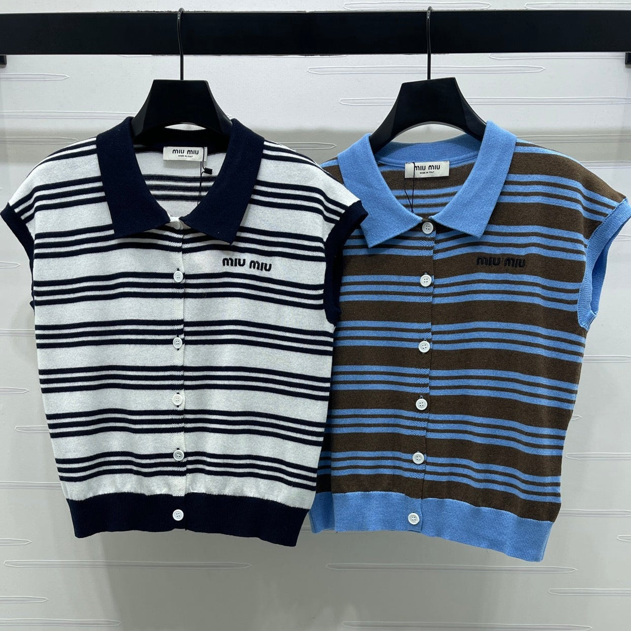 Miumiu 2026 Striped Collared Knit Vest Wool Cashmere 352445