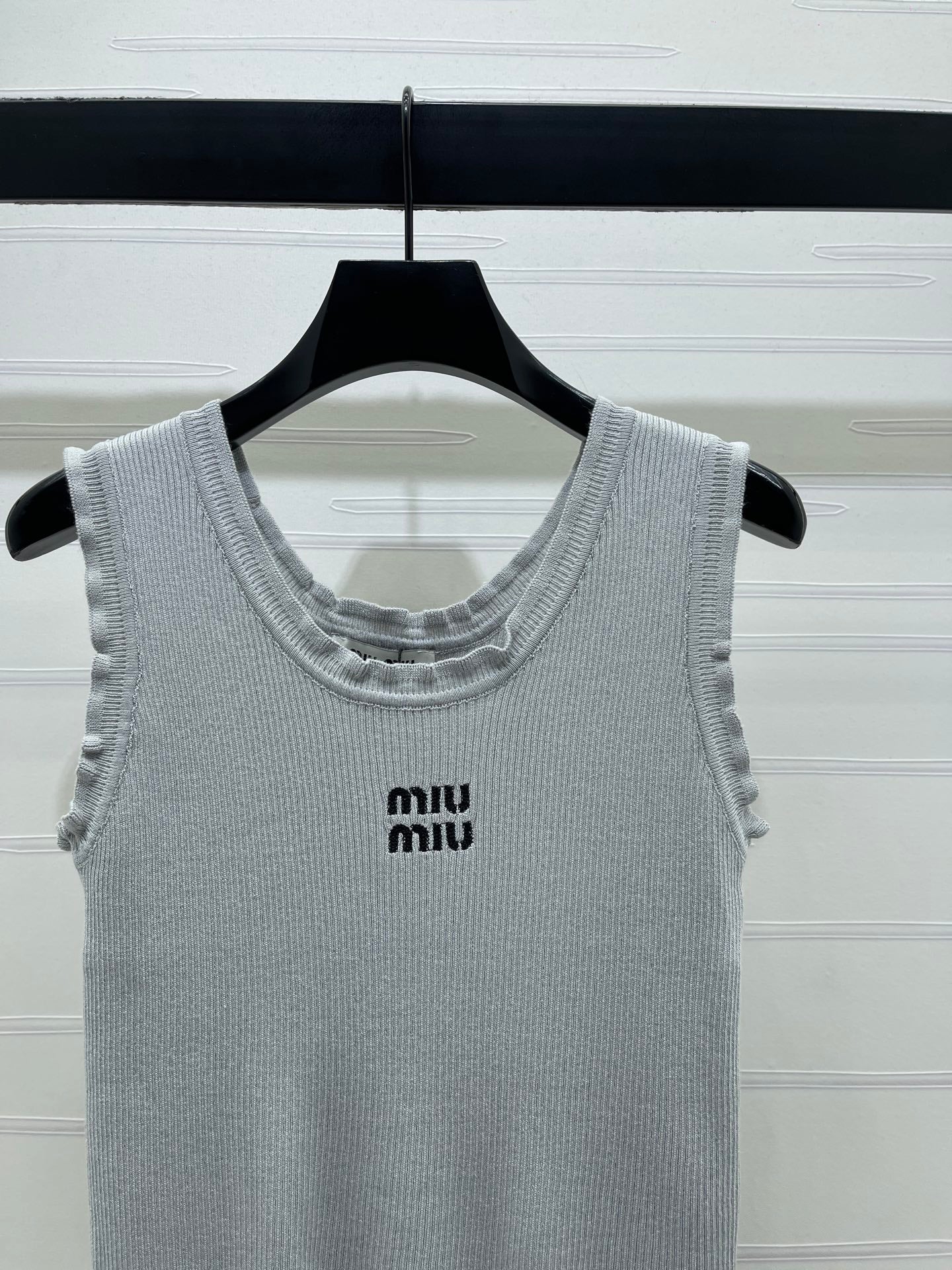 Miumiu 2026 Lace-trimmed Camisole Knit Vest Wool Tencel