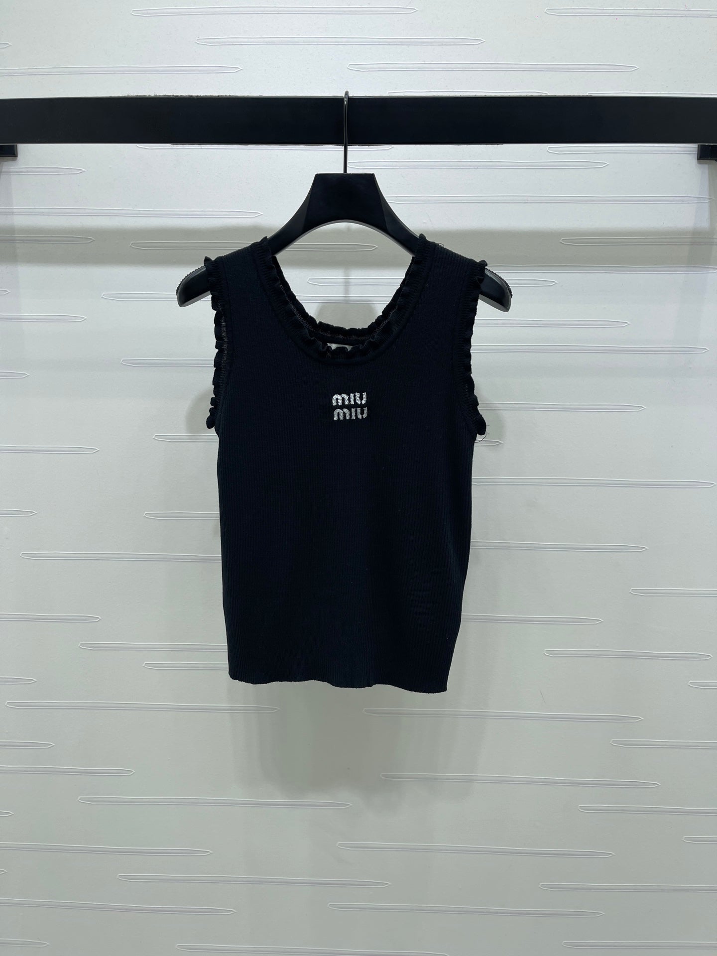 Miumiu 2026 Lace-trimmed Camisole Knit Vest Wool Tencel