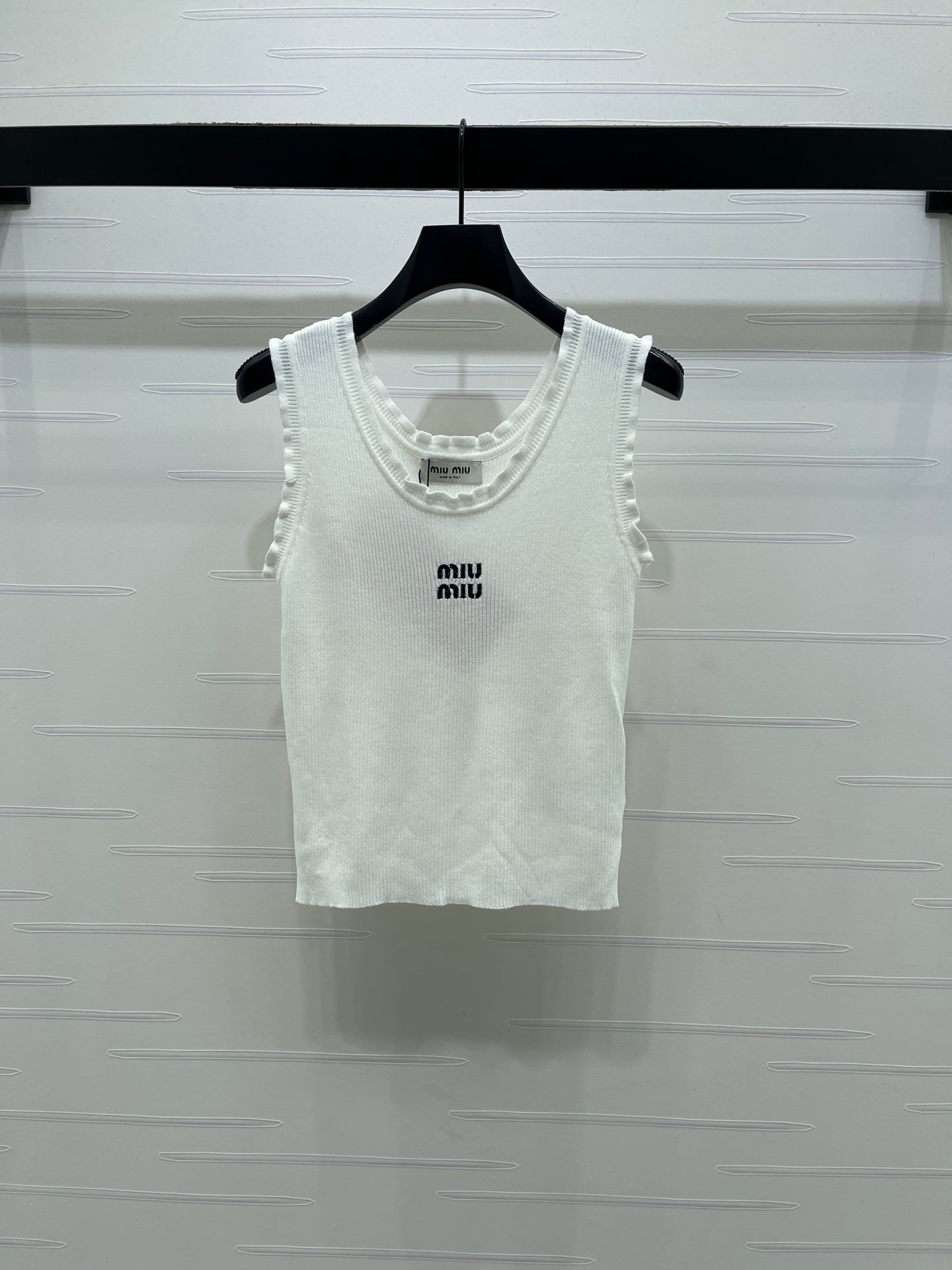 Miumiu 2026 Lace-trimmed Camisole Knit Vest Wool Tencel