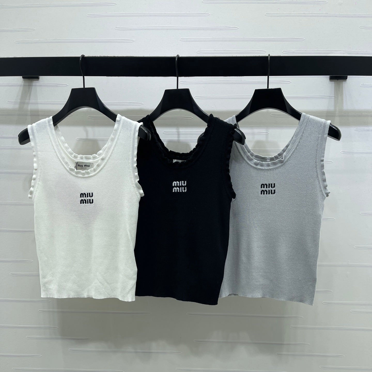 Miumiu 2026 Lace-trimmed Camisole Knit Vest Wool Tencel