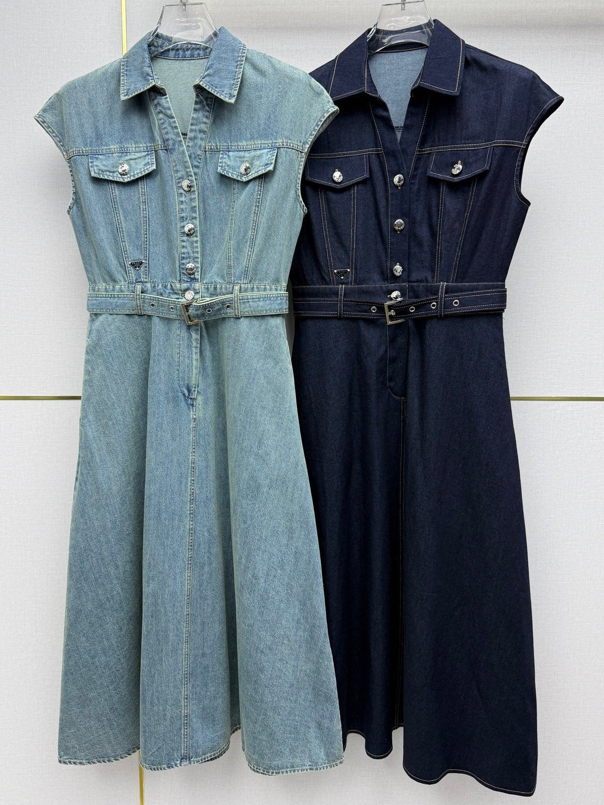 Prada 2026 Denim Dress Blue and Navy Blue Cotton 354716