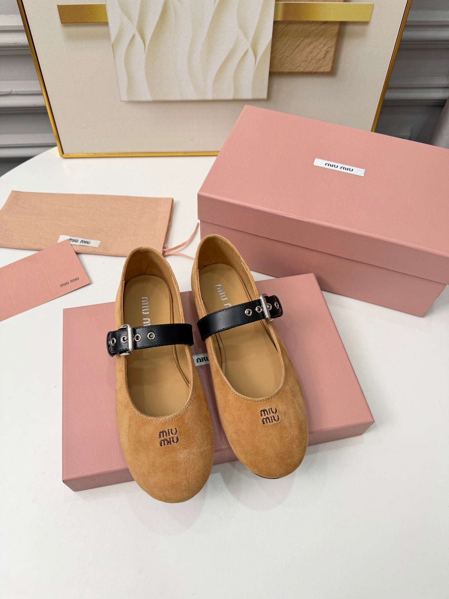 Miumiu 2026 Ballet Flats Suede Sheepskin 956925