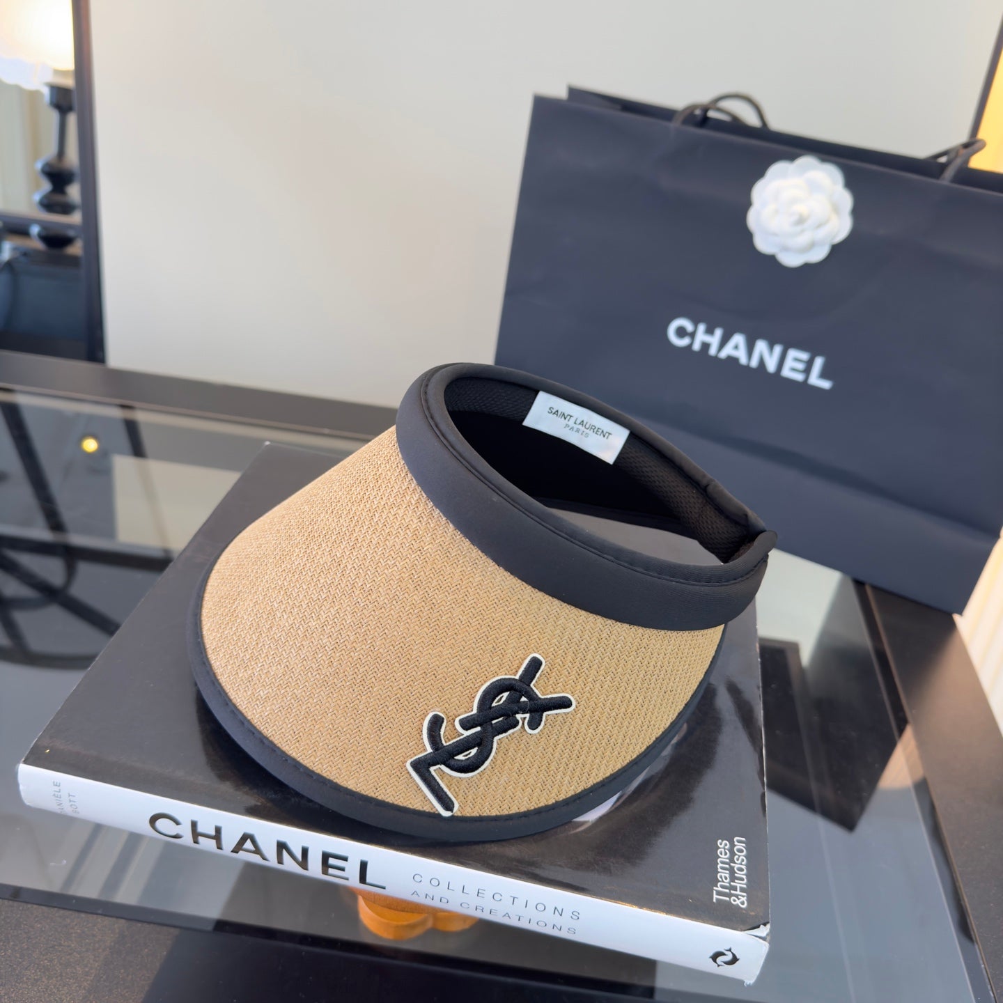 YSL Straw Sun Visor Cap 412937