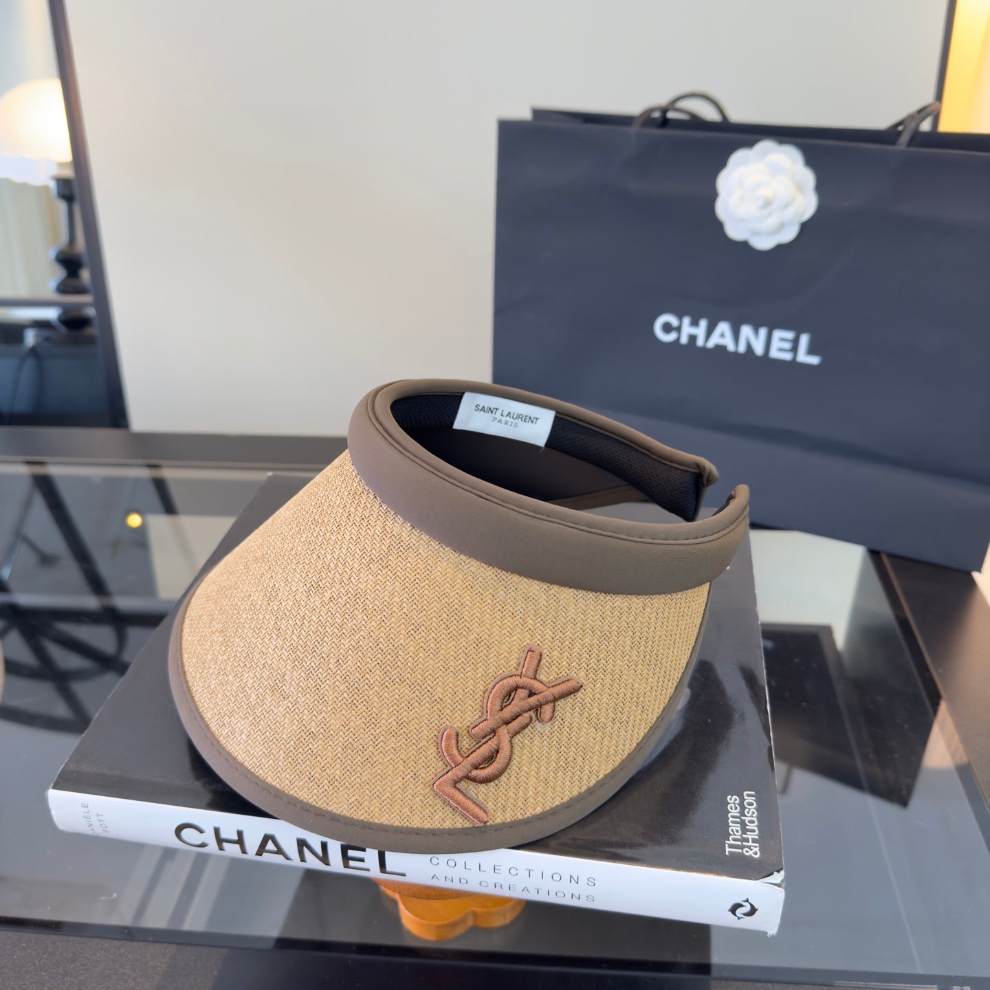 YSL Straw Sun Visor Cap 412937
