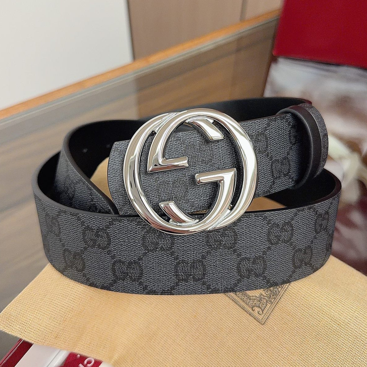 Gucci 2026  GG Supreme Belt 40mm Canvas Leather 215503