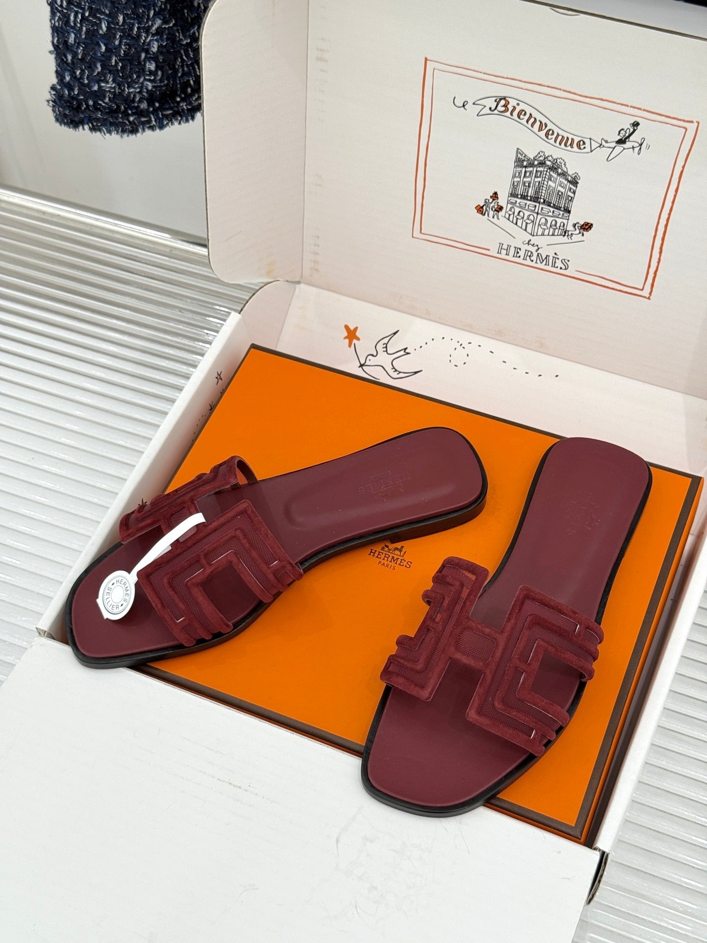 Hermes 2026 Oran Sandal Suede Mesh 898415