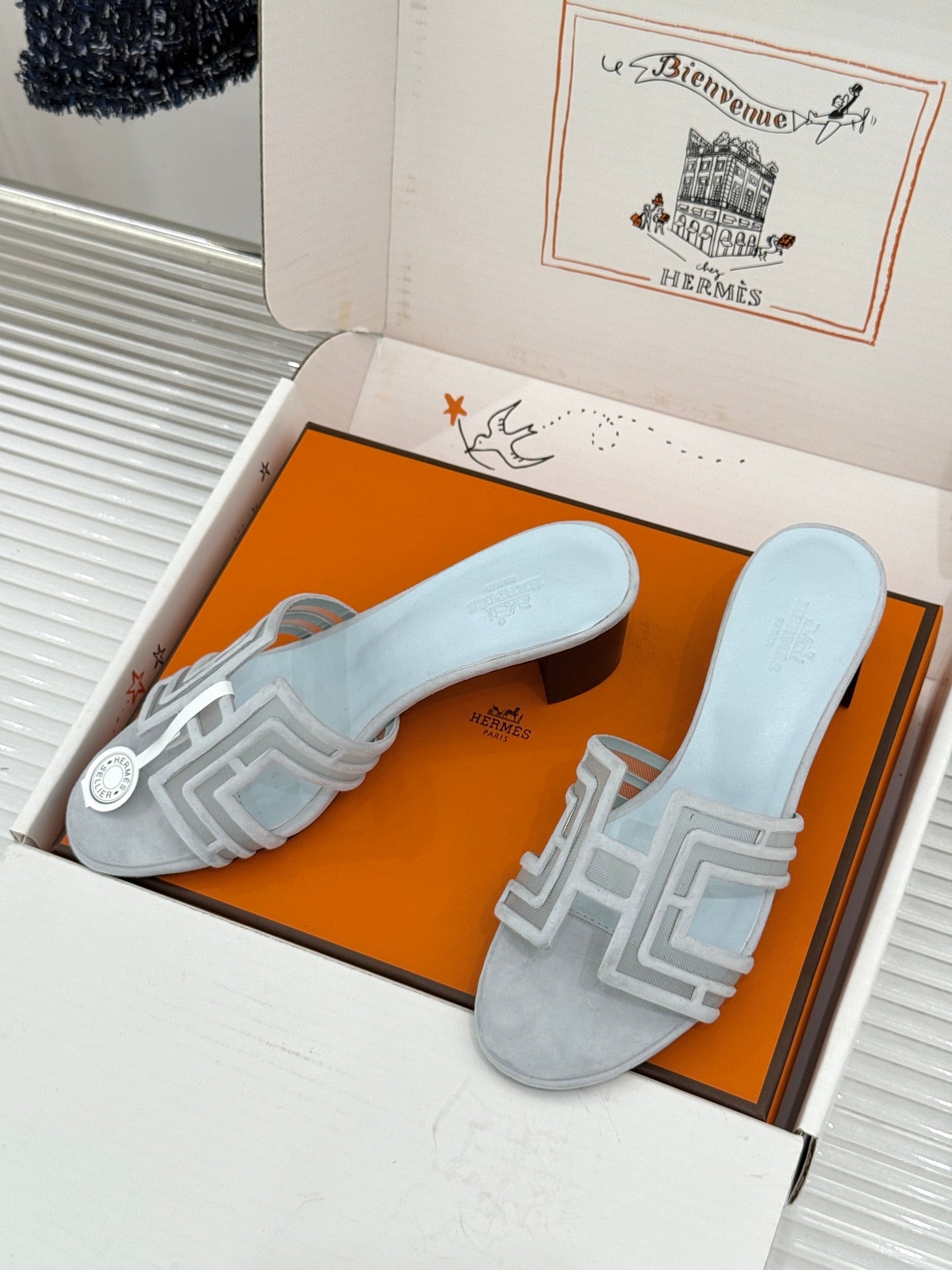 Hermes 2026 Oran Sandal Suede Mesh 898415