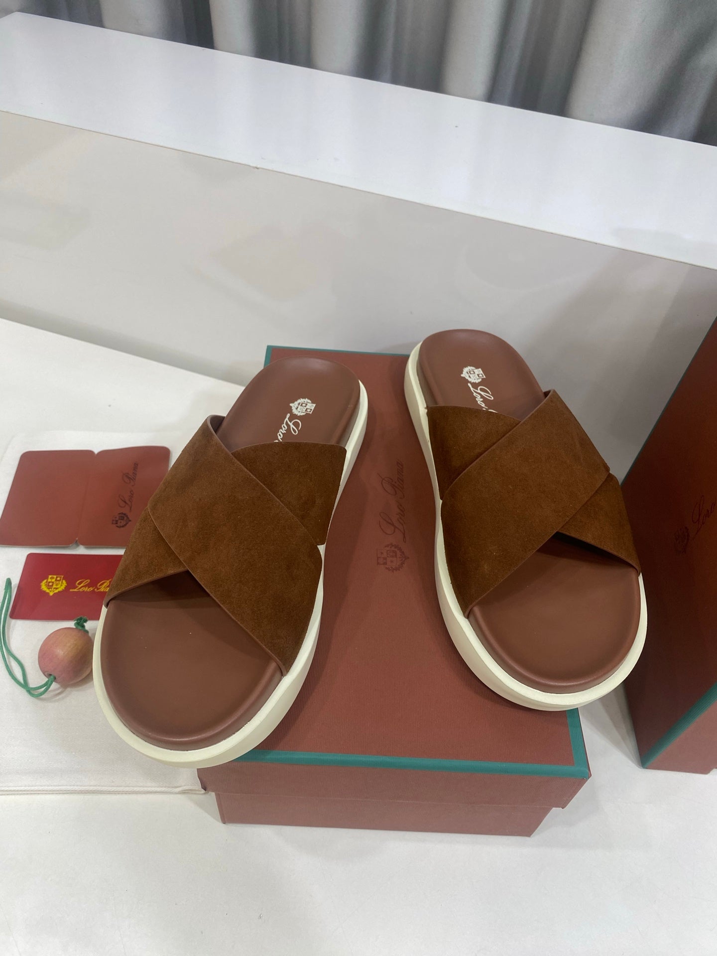 Loro Piana 2026 Cross-strap Slipper Suede Leather 911319