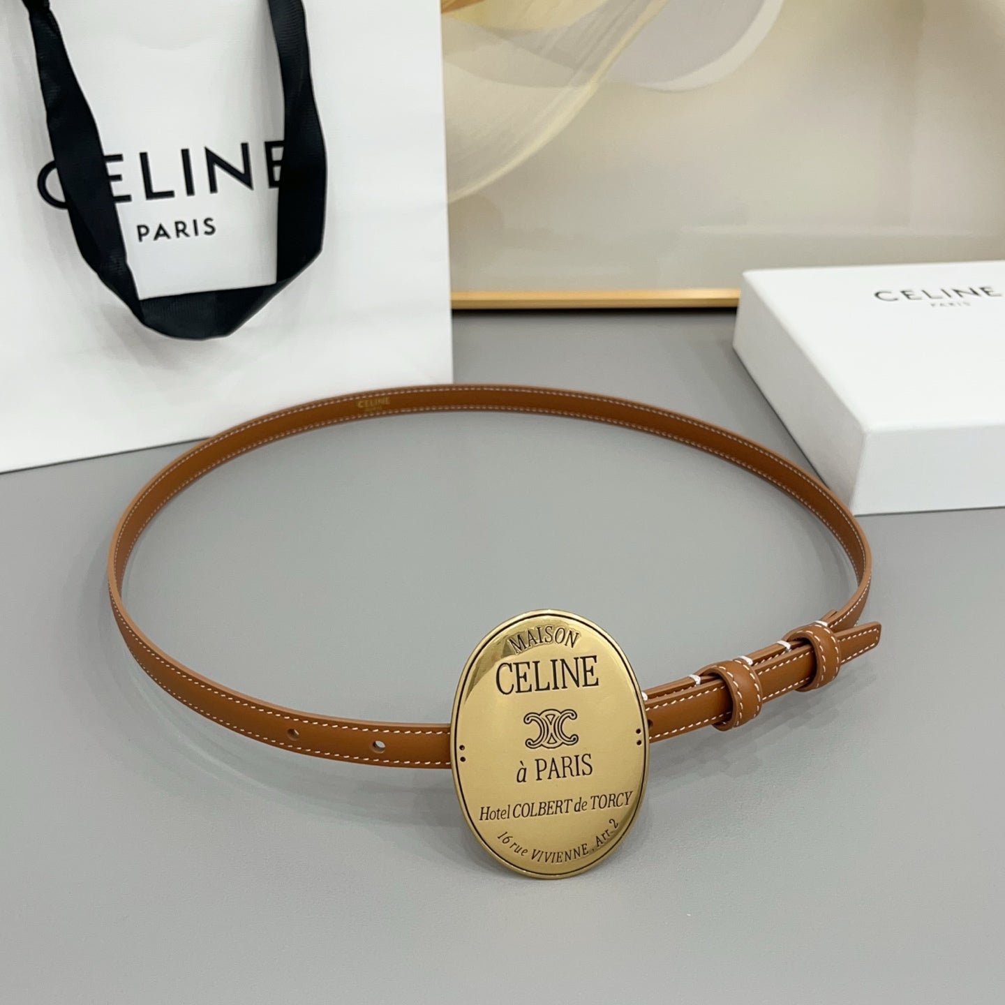 Celine 2026 Arc de Triomphe 13mm Leather Belt