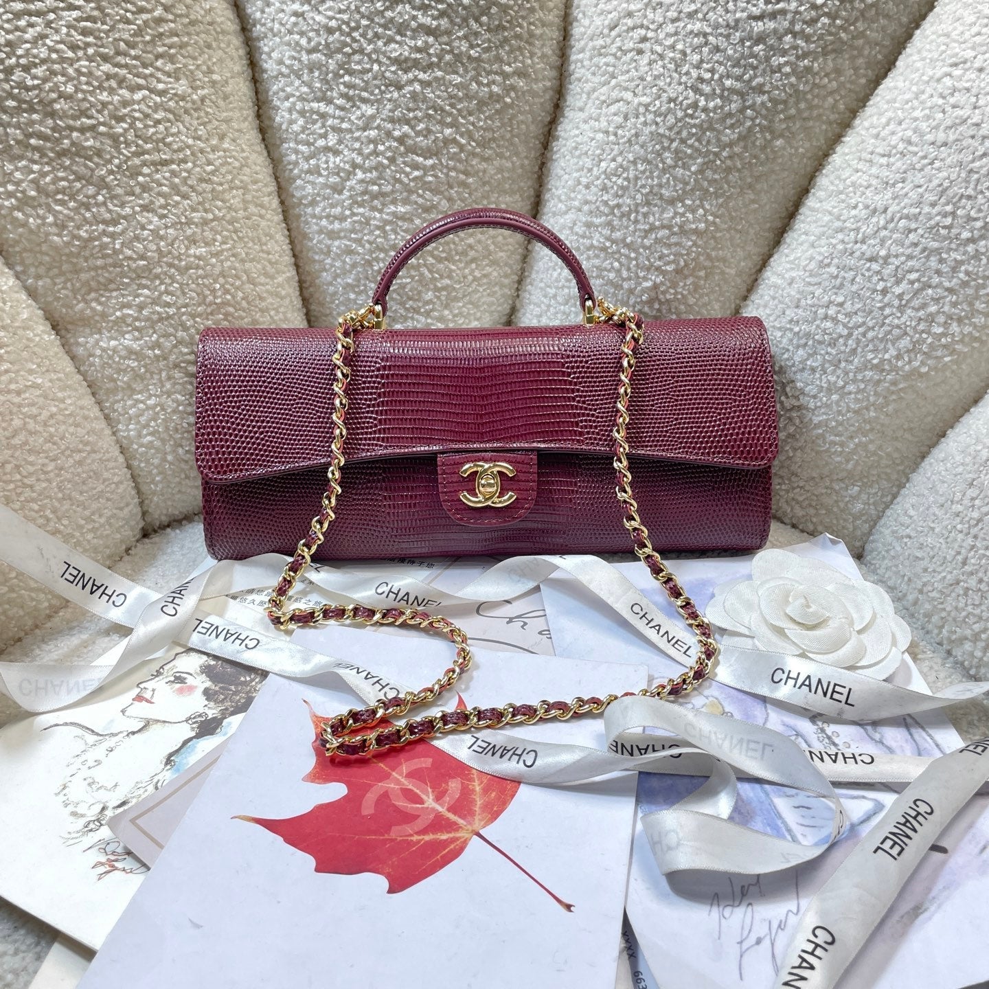 Chanel 2026 Lizard-Embossed Top Handle Bag 25cm Leather