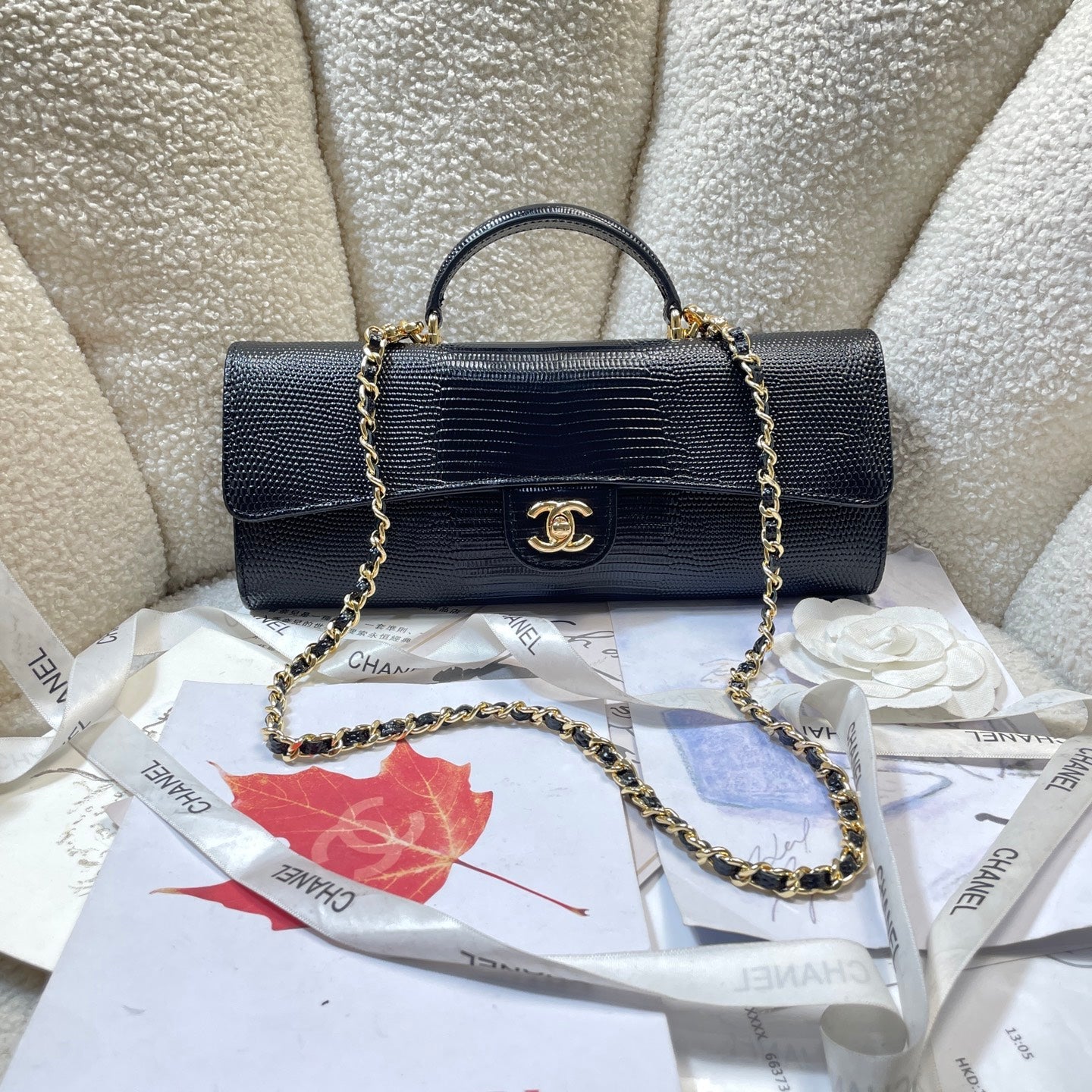 Chanel 2026 Lizard-Embossed Top Handle Bag 25cm Leather