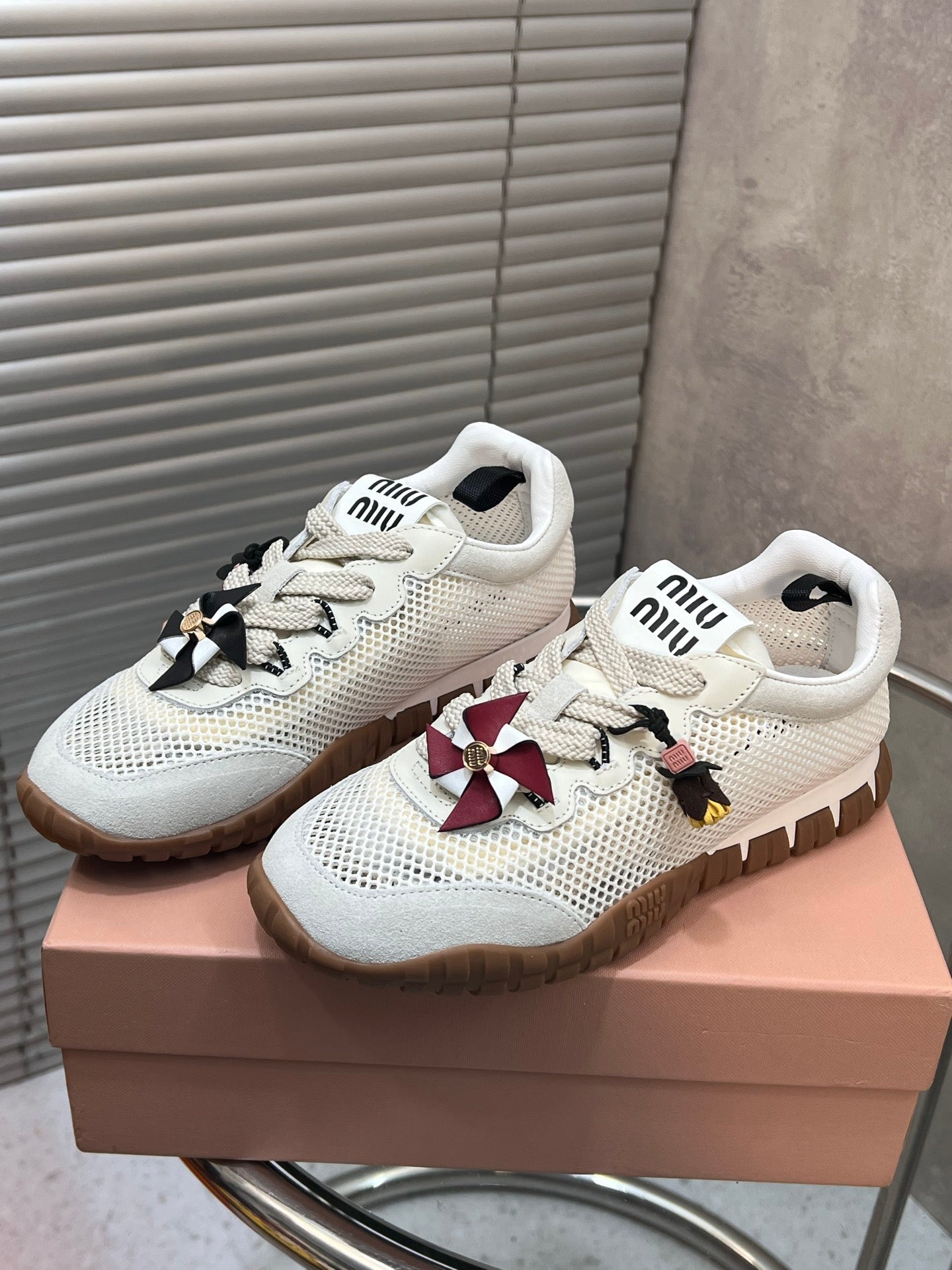 Miumiu 2026 Tyre Sneakers Mesh Suede Leather 952934