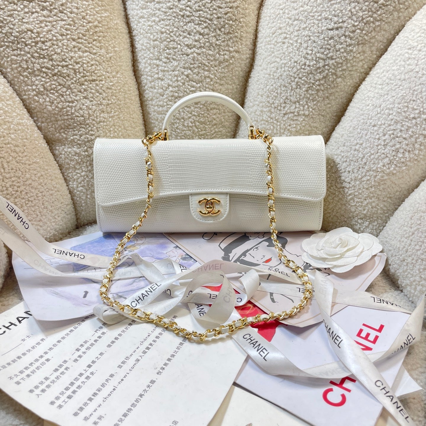 Chanel 2026 Lizard-Embossed Top Handle Bag 25cm Leather