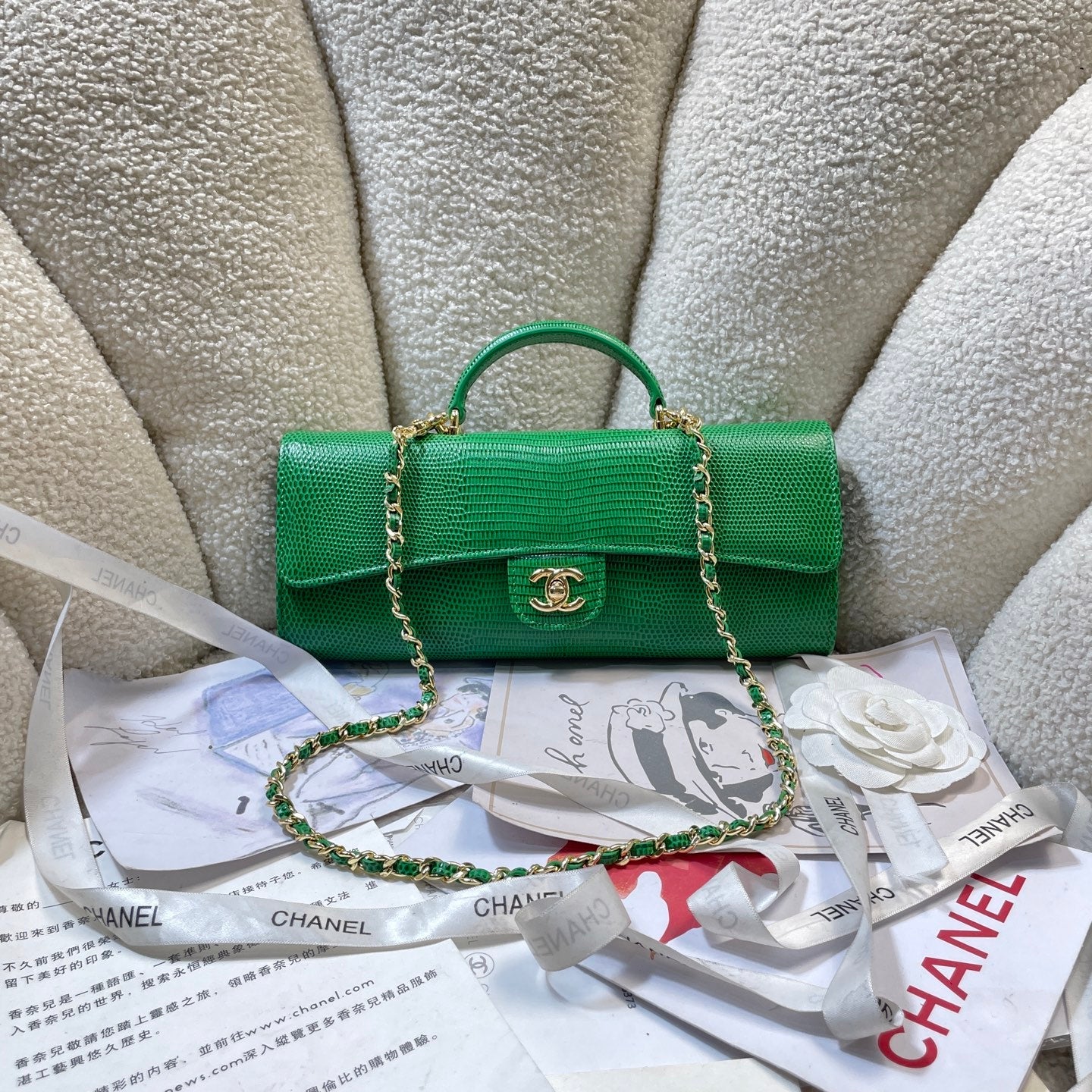 Chanel 2026 Lizard-Embossed Top Handle Bag 25cm Leather
