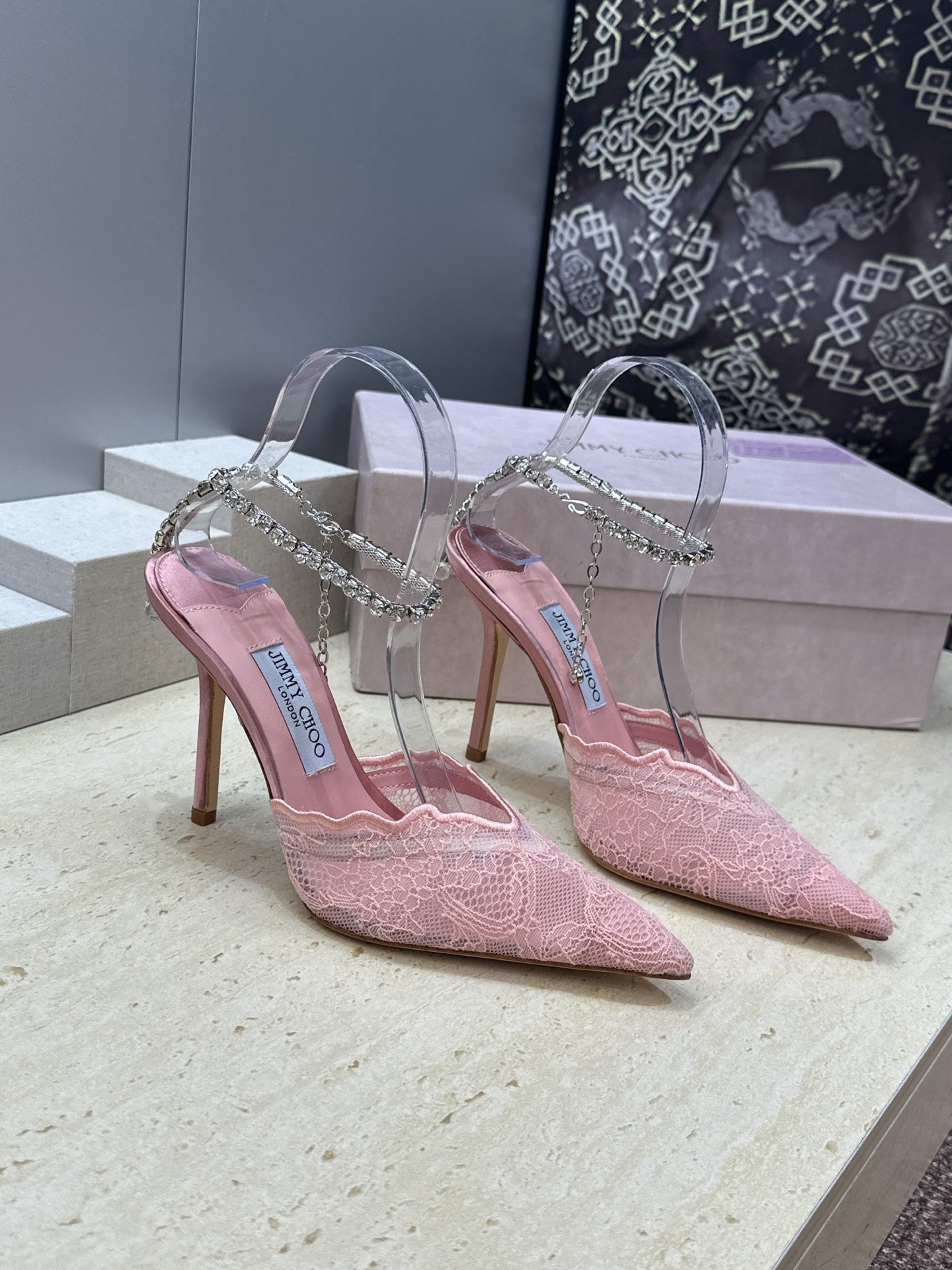 Jimmy Choo 2026 Saeda Crystal Lace Pumps 105mm Mesh 959927