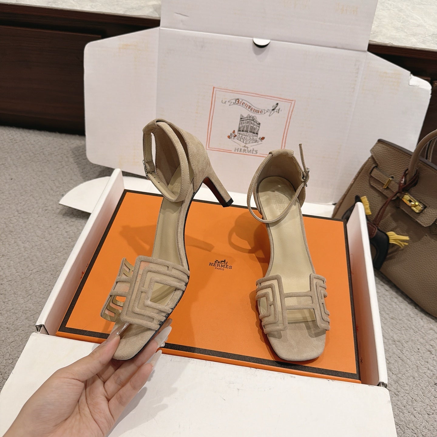 Hermes 2026 Joy Sandal Suede Mesh 898416