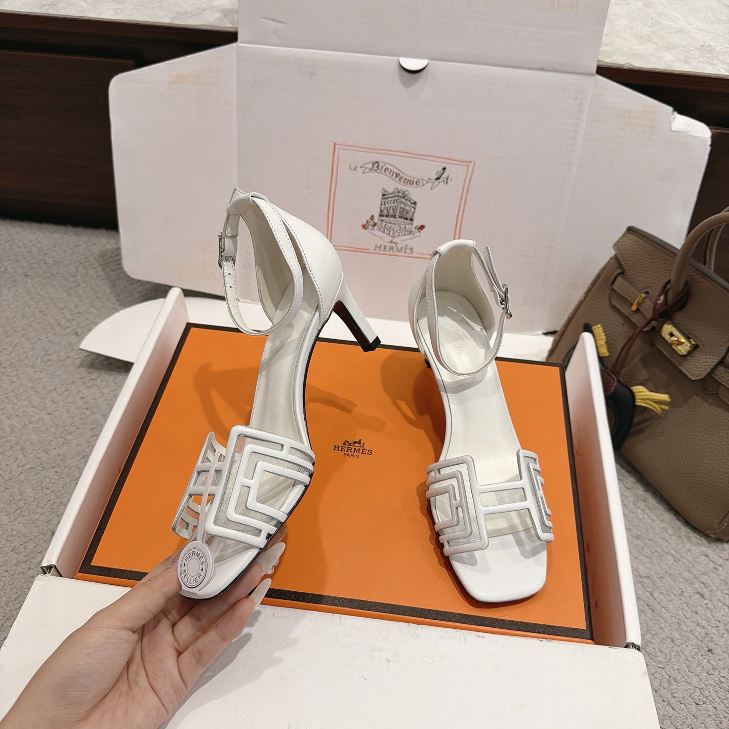 Hermes 2026 Joy Sandal Suede Mesh 898416